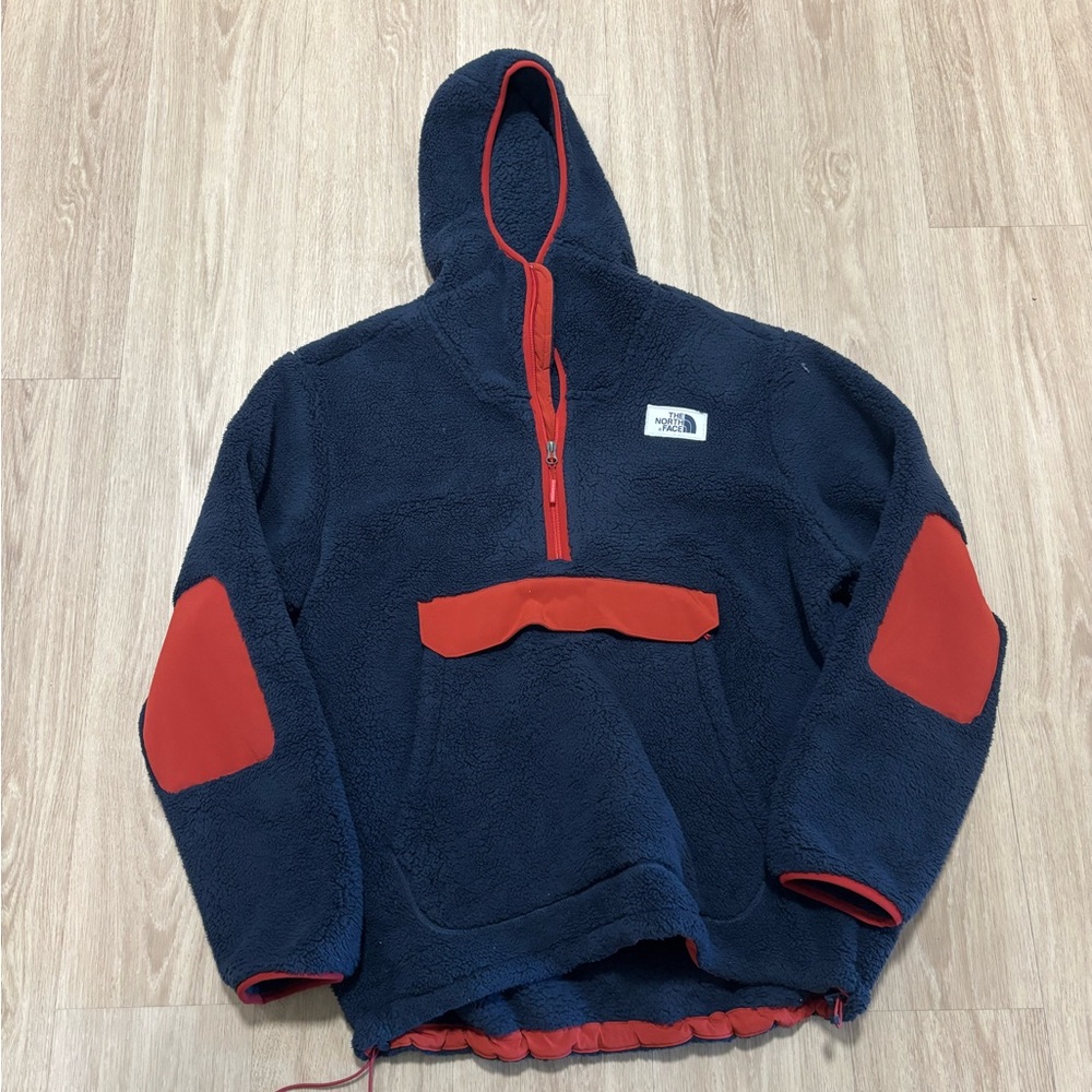 The North Face Blue and Red Zip Up Jacket with Hood